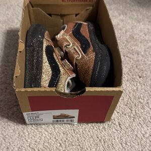 Vans Kids Glittery Gold and Black Sneakers